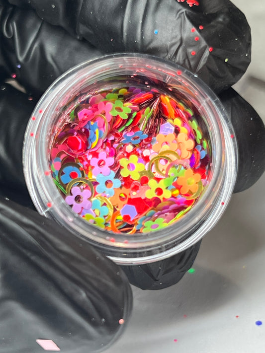 Assorted glitter flowers